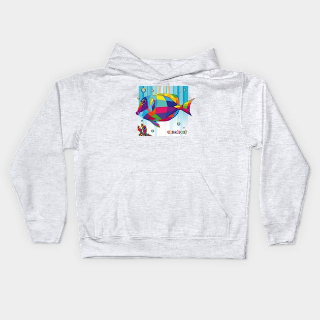 multicolored tropical fish, bubbles, corals Kids Hoodie by MrMaster